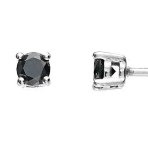 Sterling Silver Black 4mm Stud Earrings